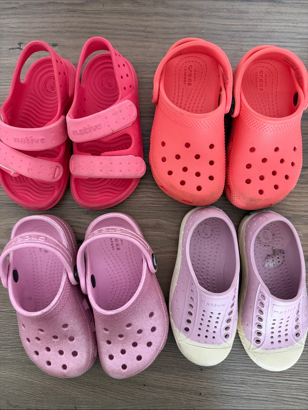 TODDLER GIRLS / Native Shoes & Crocs Slip On Summer Shoes 4-pack / us 8